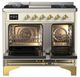 Ilve® Majestic III 40" Antique White Pro Style Dual Fuel Natural Gas Range with Solid Door and Brass Trim-1