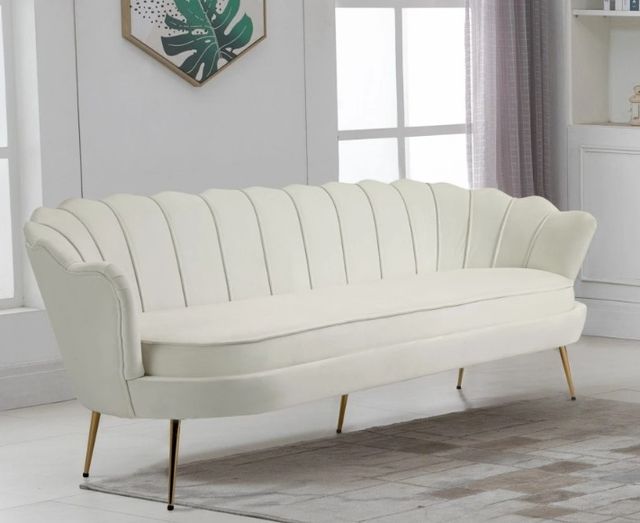 Meridian Furniture Gardenia Cream Velvet Sofa-2