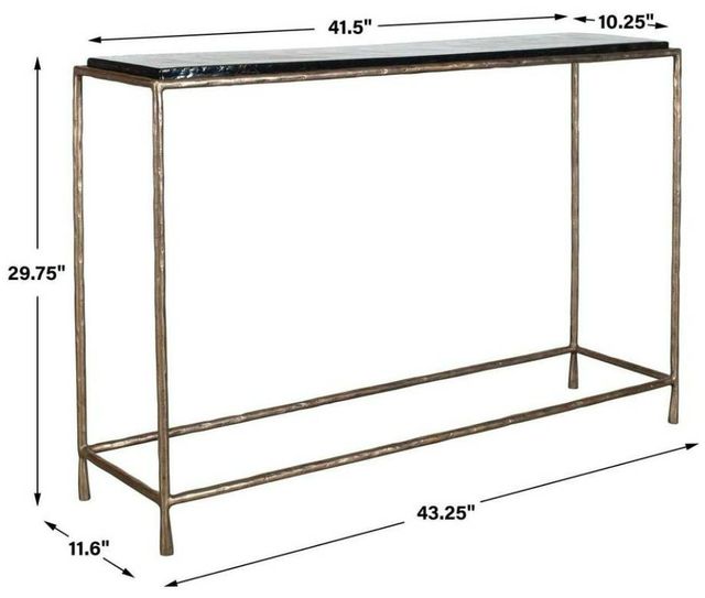 Uttermost® Ovard Glass Top Console Table with Antique Brass Frame-2