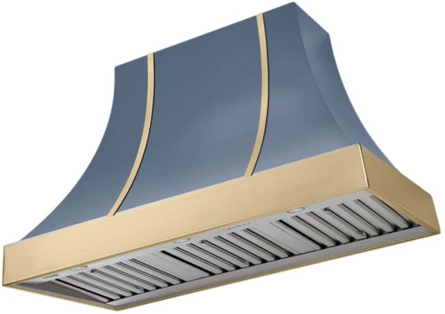 AGA Cascade 48" Stone Blue Wall Mounted Range Hood  with Brushed Brass Trim-0