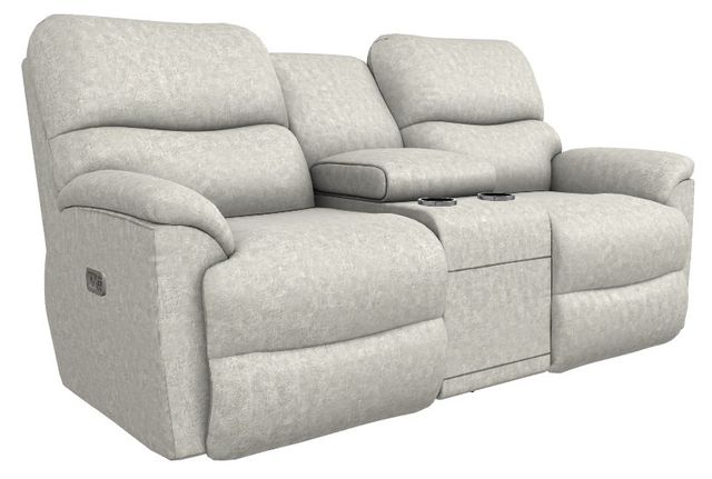 La-Z-Boy® Trouper Dove Power Reclining Loveseat with Console and Headrest-0