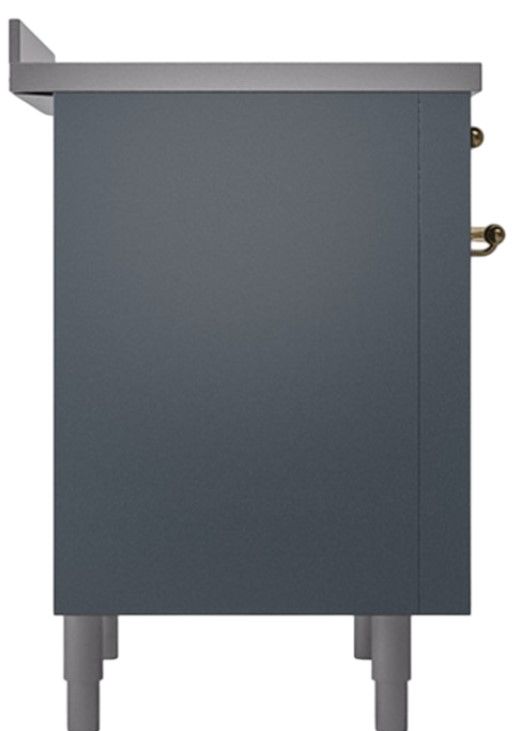 Ilve® Nostalgie II Noblesse 36'' Blue Gray Pro Style Induction Range with Brass Trim-2