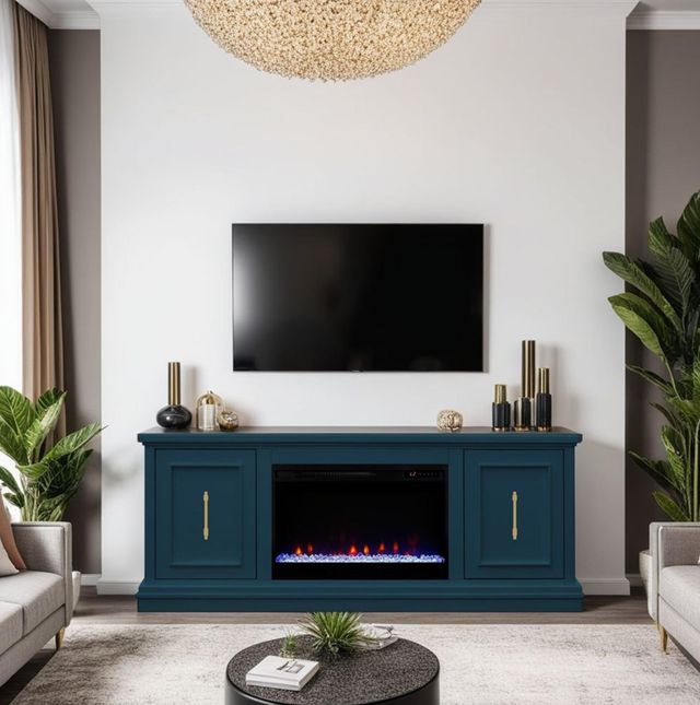 Legends Home Jordan Denim Blue 65" Fireplace Console-1