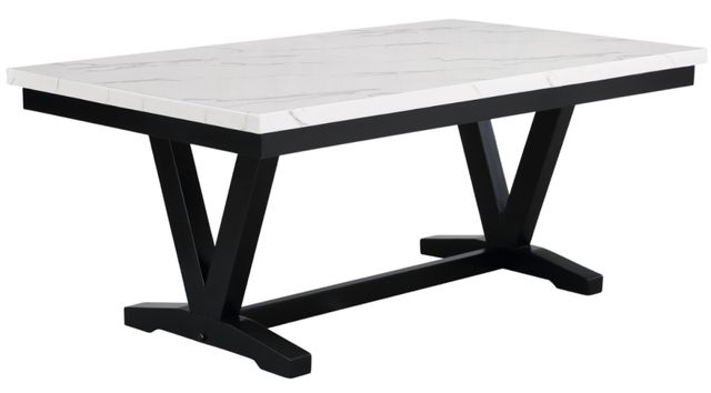 Crown Mark Tanner White Dining Table with Black Base-0