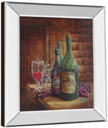 Classy Living Vintage Wine Ill Mirror Framed Wall Art-3