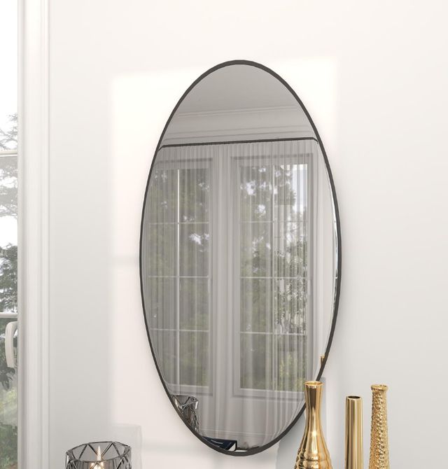 Deco Marche Black Oval Thin Minimalistic Frame Mirror-2