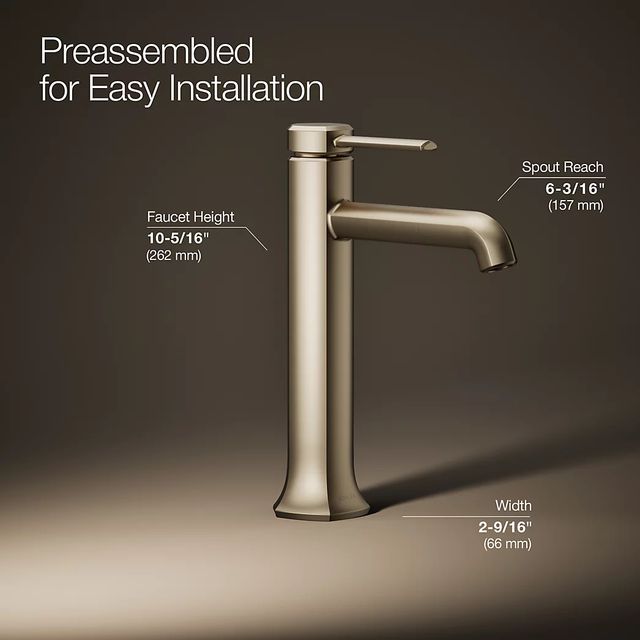 KOHLER® Occasion® Vibrant Brushed Bronze Tall Single-Handle Bathroom Sink Faucet-4