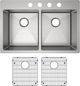 Elkay Crosstown® 3-Piece Polished Satin 33" x 22" x 9" 4-Hole Equal Double Bowl Dual Mount Sink Set-1