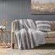 Olliix by Madison Park Zuri Grey 20x20" Polyester Faux Tip Dyed Brushed Long Fur Pillow-2