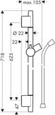 Hansgrohe Unica Polished Nickel 24" Wallbar S-2