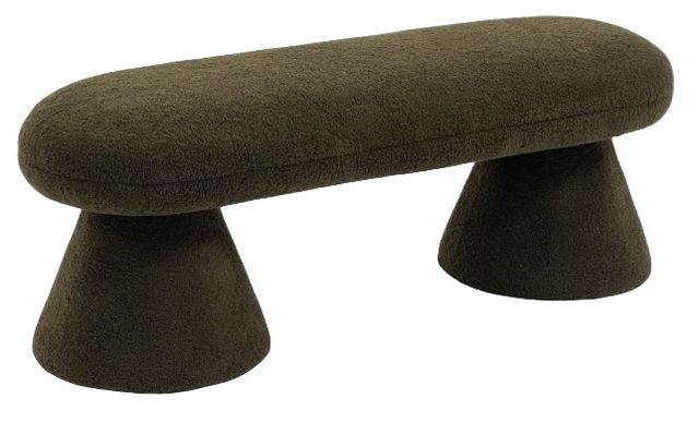 Meridian Furniture Drum Green Faux Shearling Teddy Fabric Upholstered Bench-0