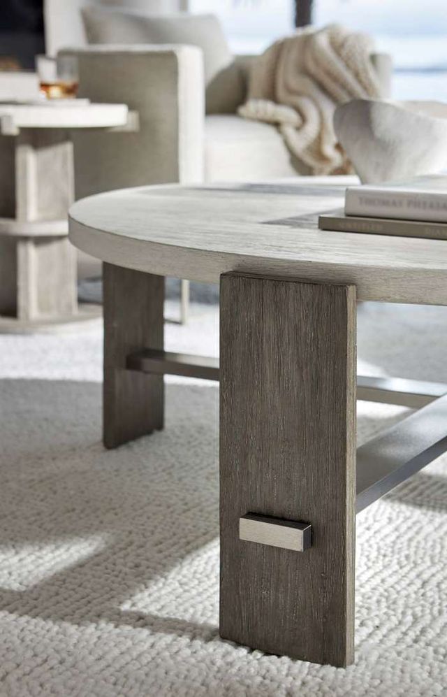 Bernhardt Foundations Linen Cocktail Table with Light Shale Base-1