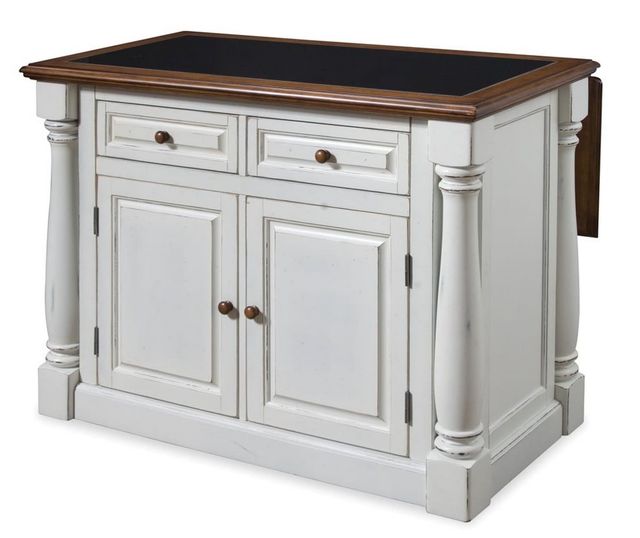 homestyles® Monarch Black Granite/Distressed Oak/Distressed White Kitchen Island -0