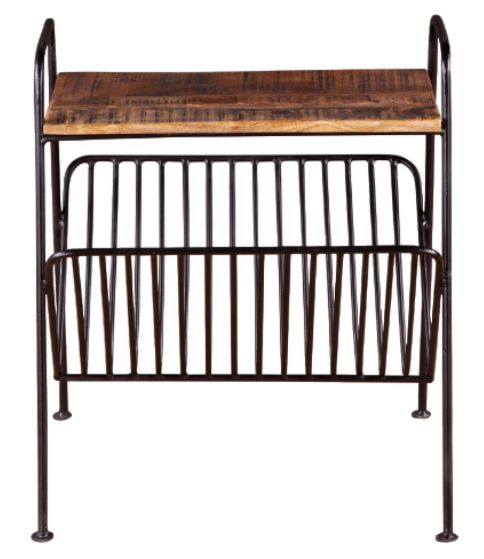 Home Trends & Design Wellington Natural Distressed/Black Magazine Rack-1