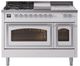 Ilve® Nostalgie II Noblesse 48'' White Pro Style Dual Fuel Range with Chrome Trim-0