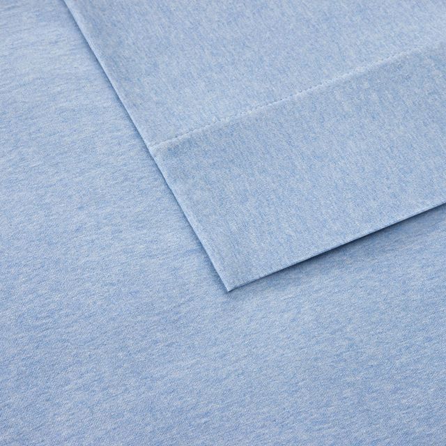 Olliix by INK+IVY Blue Queen Cotton Jersey Knit All Season Heathered Sheet Set-2