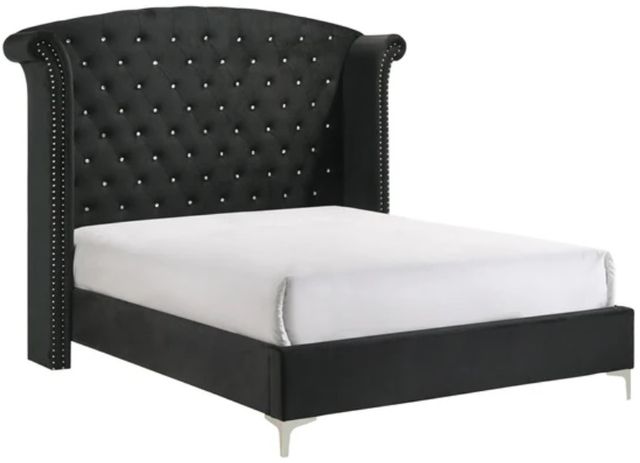 Crown Mark Lucinda Black Queen Wingback Panel Bed-0