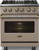 Viking® 5 Series 30" Nantucket Pro Style Dual Fuel (LP) Range with Brushed Brass Trim-2
