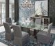 Bassett Mirror Murano Glass Top Double Pedestal Dining Table with Mirror Silver Leaf Base -3