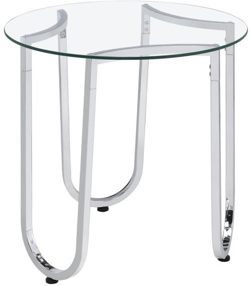Coaster® Beller Round Tempered Glass Top End Table with Chrome Base-0