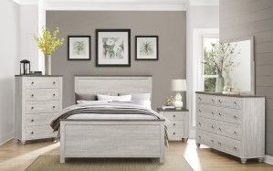 Mazin Furniture Nashville Antique White/Brown Queen Bed-2