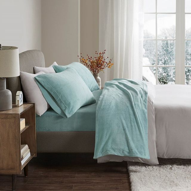Olliix by True North by Sleep Philosophy Aqua King Soloft Plush Sheet Set-3