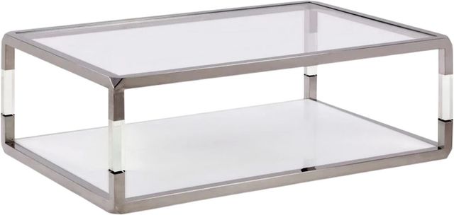 Modus Furniture Jasper Glass Top Coffee Table with Stainless Steel Base-0