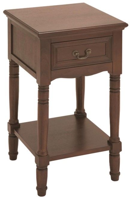 Deco Marche Varnished Brown Side Table with Turned Legs-0