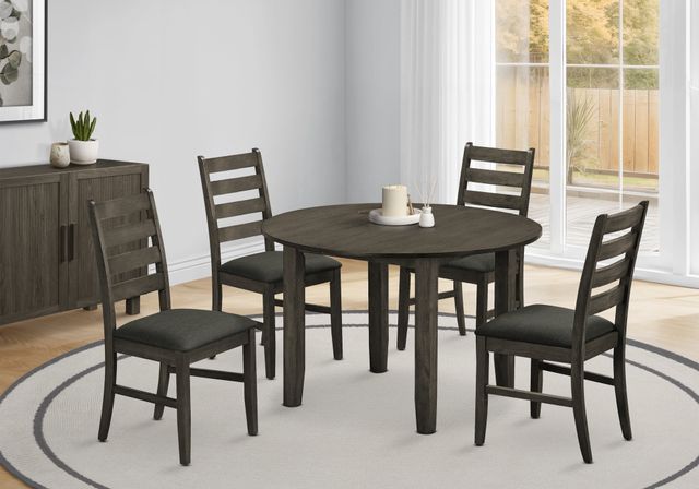 Monarch Specialties Inc. Antique Grey 48" Veneer Top Round Dining Table with Black Wood Base-1
