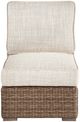 Signature Design by Ashley® Beachcroft Beige Aluminum/Fabric/Wicker Outdoor Armless Chair-1