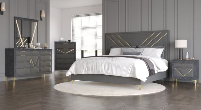 New Classic® Home Furnishings Symmetry 4-Piece Charcoal Gray Eastern King Bedroom Set-1