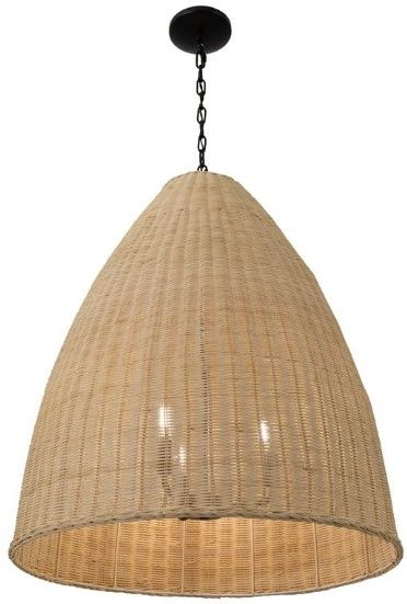 YHD Kai Rattan Beige 3-Light Large Pendant Lighting-1