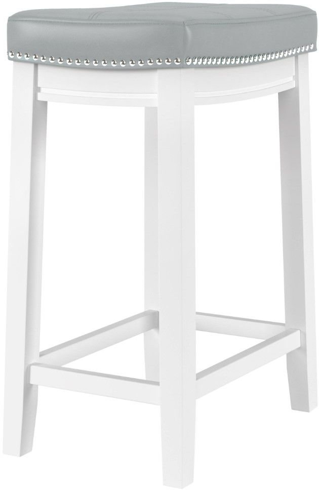 Linon Claridge Light Gray/White Counter Stool-0