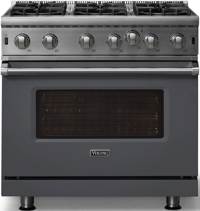 Viking® 5 Series 36" Cast Black Pro Style Natural Gas Range-3