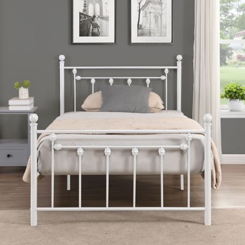 Milton Greens Stars White Twin Victorian Style Metal Platform Bed-2
