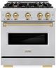 ZLINE Classic Autograph Edition 30" Stainless Steel Pro Style Dual Fuel Range with Champagne Bronze Accents-0
