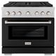 ZLINE Paramount 36" 5.2 Cu. Ft. Satin Stainless Steel Gas Range with 6 Burner DuoPro™ Cooktop and Convection Gas Oven with Black Matte Door-0