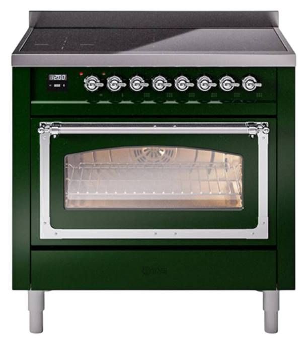 Ilve® Nostalgie II Noblesse 36'' Emerald Green Pro Style Induction Range with Chrome Trim-0