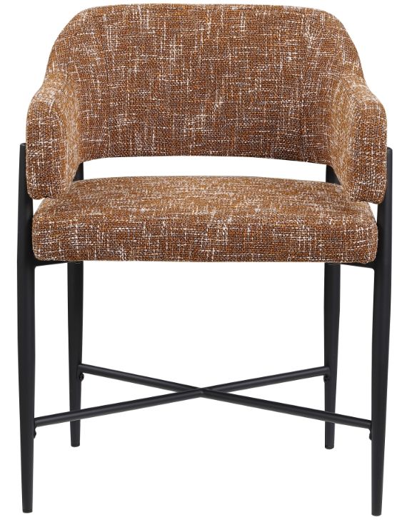 Meridian Furniture Dame Cognac/Black Upholstered Dining Arm Chair-1