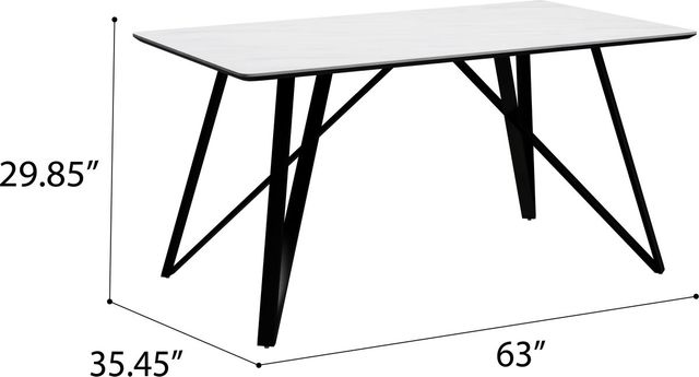 Emerald Home Trista Marbled White Dining Table with Black Legs-2