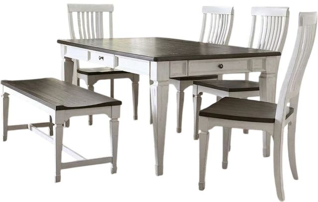 Liberty Furniture Allyson Park 6-Piece Charcoal/Wirebrushed White Rectangular Dining Table Set-0