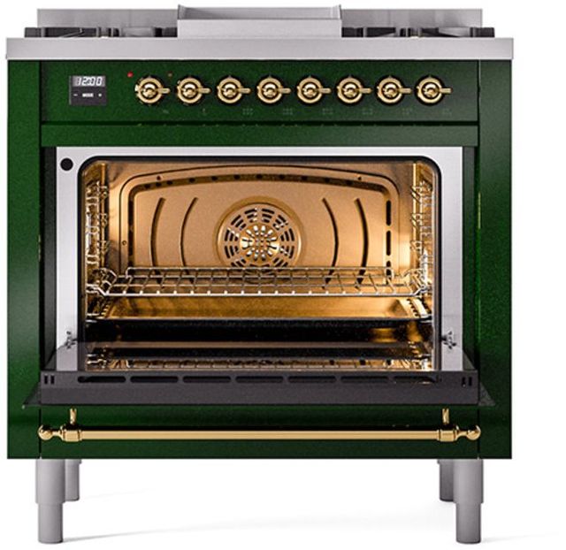 Ilve® Nostalgie II Series 36" Emerald Green Pro Style Dual Fuel Range-1