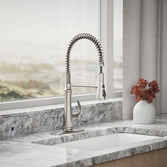 KOHLER® Bellera® Vibrant Stainless Semi-Professional Kitchen Sink Faucet with 3-Function Sprayhead-1