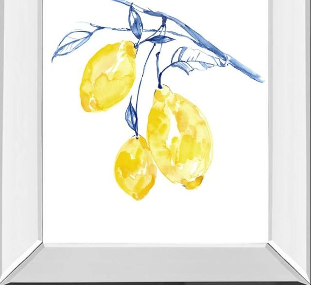Classy Art Watercolor Lemons II by Jennifer Goldberger Mirror Framed Wall Art-1