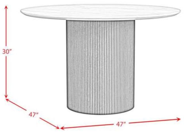 Elements International Sylvie White 47" Faux Marble Top Dining Table with Natural Base-2