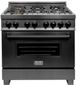 ZLINE 36" Black Stainless Steel Freestanding Dual Fuel Range-0