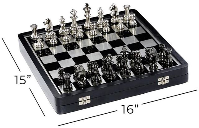 Deco Marche Black Chess Game Set with Storage Compartment-2