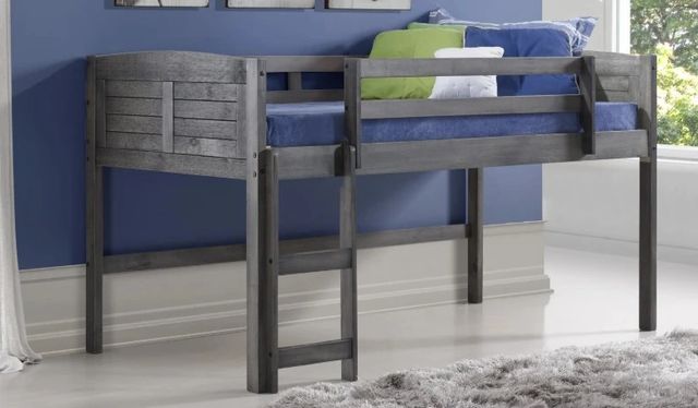 Donco Kids Louver Antique Gray Youth Twin Loft Bed-1