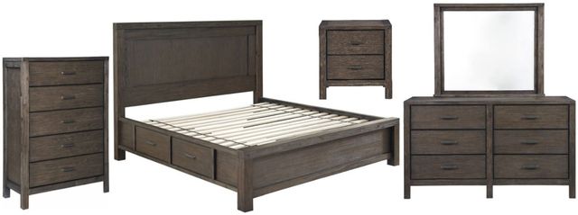 Millennium® Dellbeck 5-Piece Dark Brown Queen Panel Storage Bed Set-0
