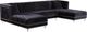 Meridian Furniture Moda 3-Piece Black Velvet U-Shape Double Chaise Sectional-1